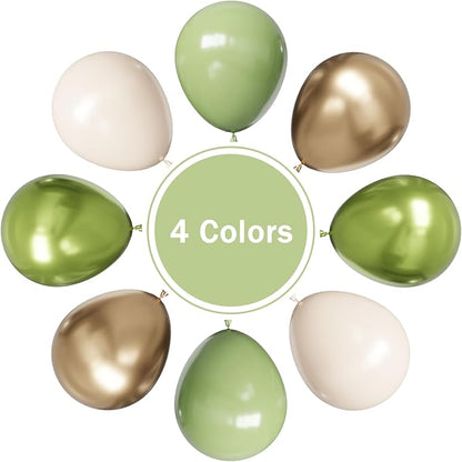 Sage Green Balloons 55Pcs Green and gold balloons 12inch Green And White Balloons for Birthday Wedding Bridal Baby Shower Engagement Party Decorations