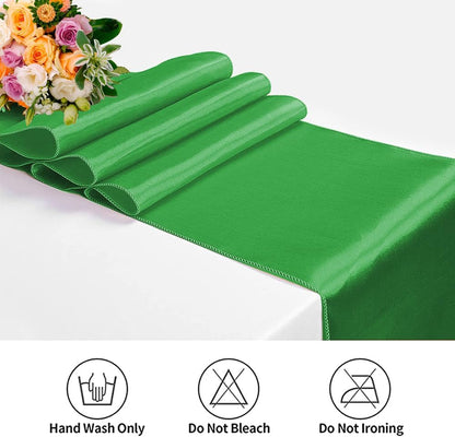 12 Pack Satin Table Runner 12 x 108 Inch Long Satin Table Runners for Wedding Banquet Graduations Birthday Party Decoration (Emerald Green)