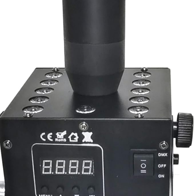 LED CO2 Jet Machine Fogger Smoke Machine, 26-33ft Spray Height, Single Tube Air Column DMX Control for Stage Show DJ Effect, 10''x6''x16''