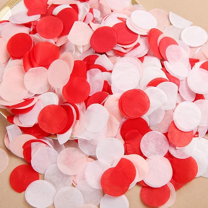 Red Tissue Confetti 1inch Circle Confetti 5000pcs for Filled Balloon or Table Party Decoration