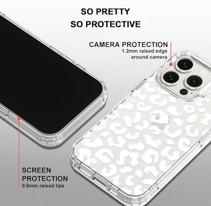 MOSNOVO Case for iPhone 15 Pro, [Buffertech 6.6ft Military-Grade Drop Protection] [Anti Peel Off Tech] Clear TPU Bumper Phone Case Cover Design - White Leopard Print