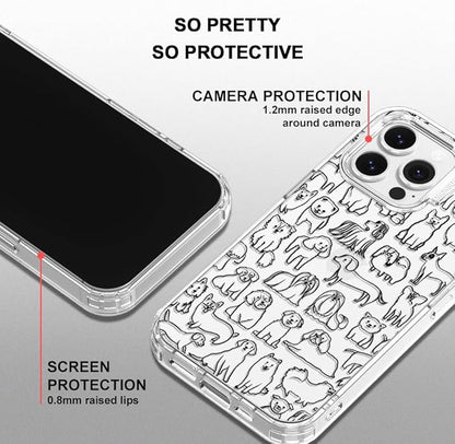 MOSNOVO Case for iPhone 13 Pro, [Buffertech 6.6ft Military-Grade Drop Protection] [Anti Peel Off Tech] Clear TPU Bumper Phone Case Cover Design - Doodle Dog