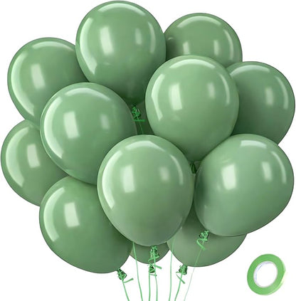 Patimate Sage Green Balloons 100 Pack 12 inch Olive Green Latex Party Balloons for Birthday Wedding Decor Safari Baby Shower Jungle Woodland Party Decorations Arch Garland