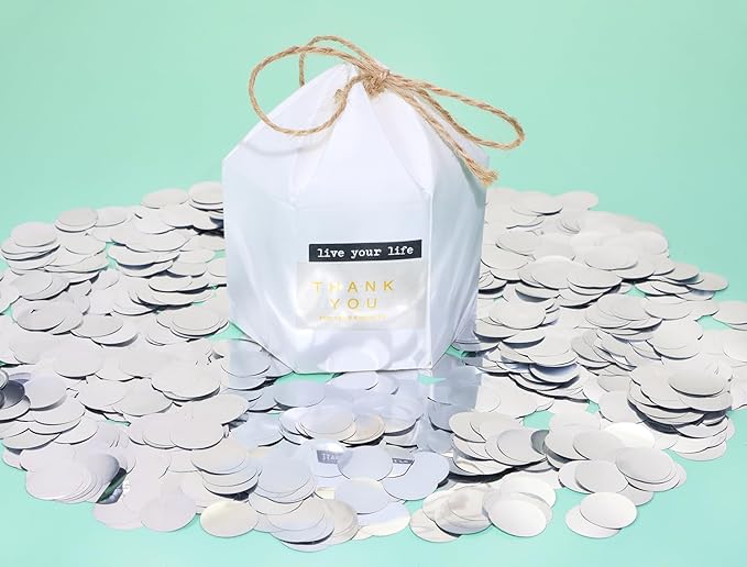 ONLYKXY 15gram Glitter Table Confetti Decor Scatter Bless Confetti Grad Party Decor for Congrats College Graduation Birthday Wedding Party Chocolate Favor Envelope Decal (Silver Round)