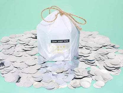 ONLYKXY 15gram Glitter Table Confetti Decor Scatter Bless Confetti Grad Party Decor for Congrats College Graduation Birthday Wedding Party Chocolate Favor Envelope Decal (Silver Round)