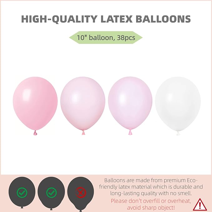 Balloon Column Kit Set of 2 With Baby Pink Chrome Balloons Included - with Base,Pole,Balloon Tower Backdrop Decoration for Wedding,Baby Shower, Birthday,Princess Party, or Bachelorette
