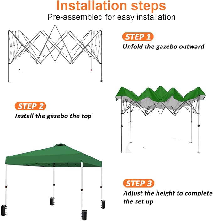 10x10 Pop Up Canopy Tent Waterproof Tent for Outdoor Party Camping Commercial Event Tent, with Wheeled Bag and 4 Sandbags (Green)