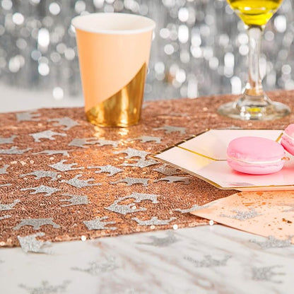 MOWO Silver Crown Confetti Table Decor and Party Wedding Event Decor, Silver Glitter, 200 Count