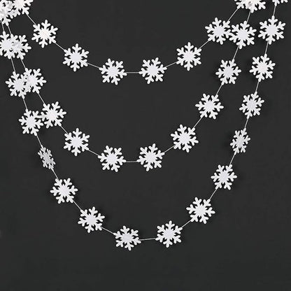 Cheerland Clearance Winter Wonderland Decorations White Snowflake Garland Hanging Paper Snowflakes Decor Snow Flake Streamer for Birthday Holiday Baby Shower Office Classroom January Party Supplies