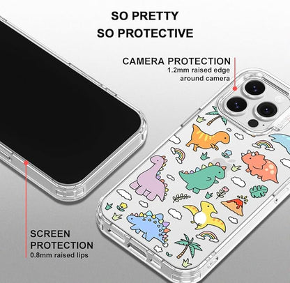 MOSNOVO Case for iPhone 16 Pro Max, [Buffertech 6.6ft Military-Grade Drop Protection] [Anti Peel Off Tech] Clear TPU Bumper Phone Case Cover Design - Dinosaur Land