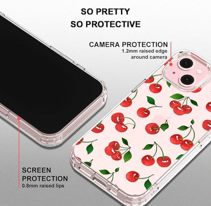 MOSNOVO Case for iPhone 15 Plus/iPhone 14 Plus, [Buffertech 6.6ft Military-Grade Drop Protection] [Anti Peel Off Tech] Clear TPU Bumper Phone Case Cover Design - Cute Cherry
