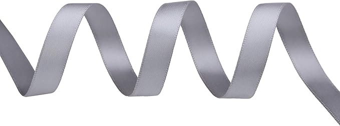 ITIsparkle 1/4" Inch Double Faced Satin Ribbon 50 Yards-Roll Set for Gift Wrapping Scrap Books Party Favor Hair Braids Baby Shower Decoration Floral Arrangement Craft Supplies, Silver Ribbon