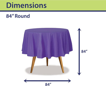 Purple Disposable Plastic Tablecloth for Round Tables (12 Pack) 84 inches Table Cloths for Parties, Events & Weddings, Indoors & Outdoors, Plastic Table Cover