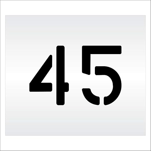 Pavement, Curb, and WheelStop Stencils - 6 inch Double Number Stencil - (45) - 6" x 9" x 1/8" (128 mil) - Pro-Grade