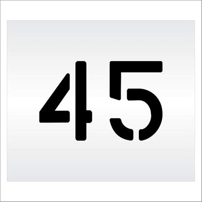 Pavement, Curb, and WheelStop Stencils - 6 inch Double Number Stencil - (45) - 6" x 9" x 1/8" (128 mil) - Pro-Grade