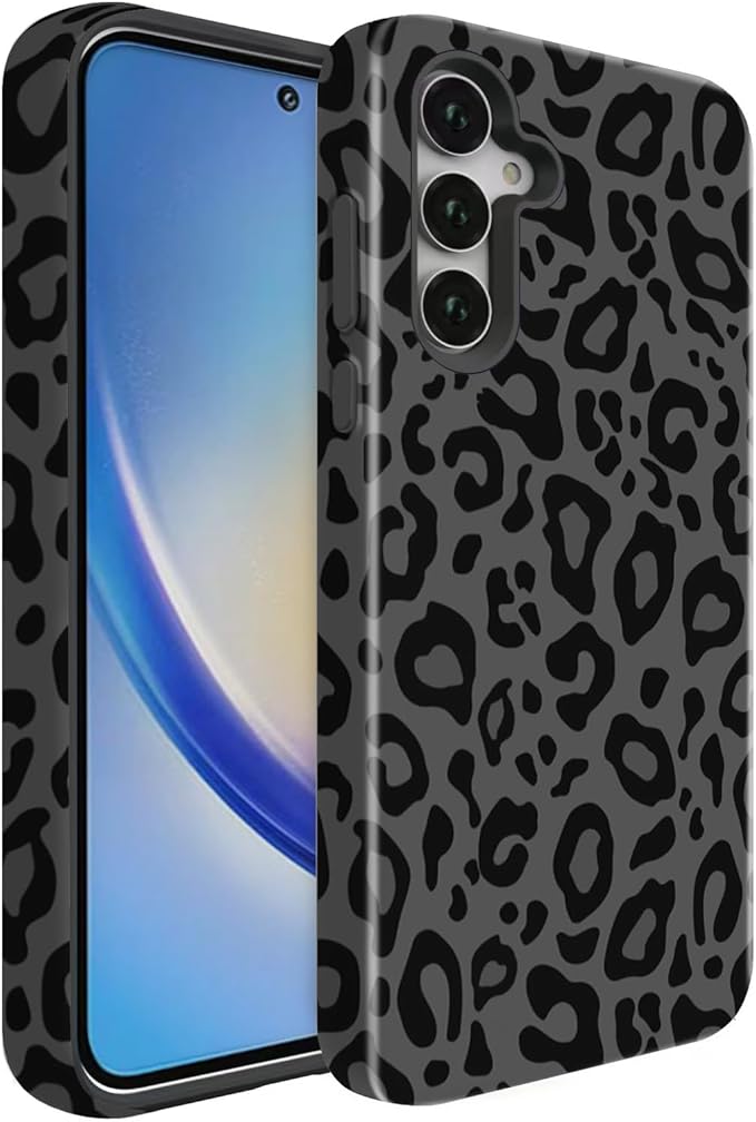 Compatible for Samsung Galaxy A26 5G Case, Dual Layer Heavy Duty 2 in 1 Shockproof Protective Phone Case,Black Cheetah Leopard Print