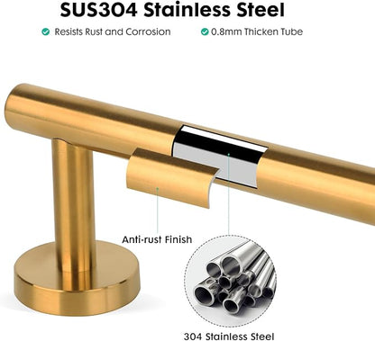 Modern 24 inch Towel Bar Brushed Gold,Stainless Steel Towel Racks for Bathroom Wall Mounted,Bathroom Towel Holder,Home Decor Towel Rod