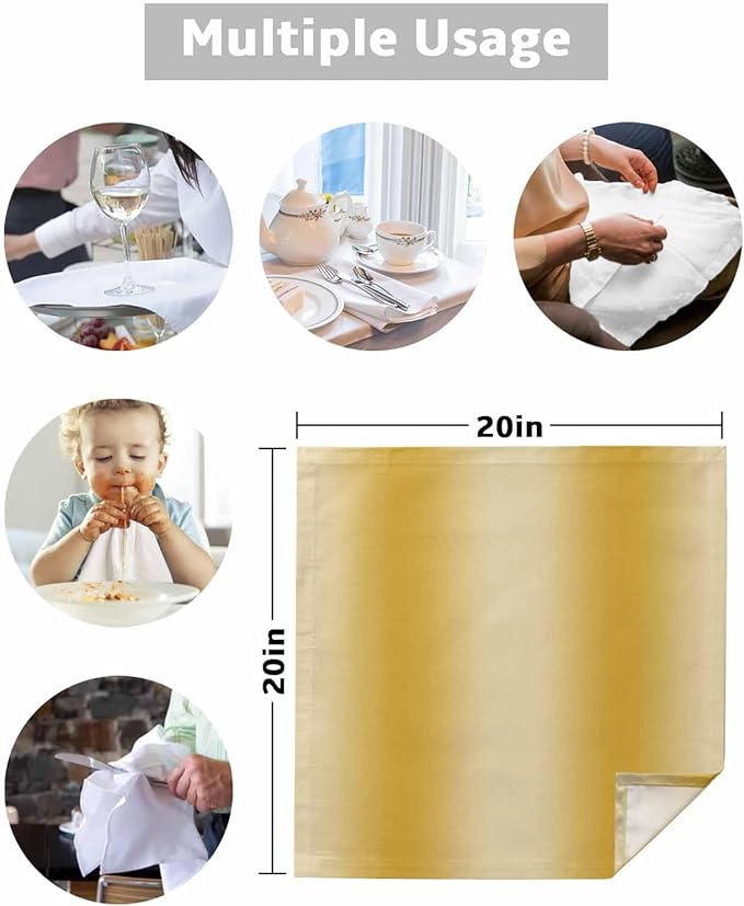 Yellow Ombre Cloth Napkins Set of 4 Reusable Dinner Napkins, Modern Abstract Art Cocktail Napkin, Farmhouse Gradient Washable Table Napkins for Wedding/Holiday Party/Baby Shower 20"x20"