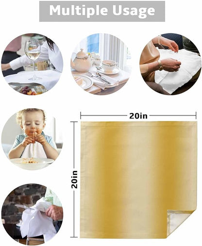 Yellow Ombre Cloth Napkins Set of 4 Reusable Dinner Napkins, Modern Abstract Art Cocktail Napkin, Farmhouse Gradient Washable Table Napkins for Wedding/Holiday Party/Baby Shower 20"x20"