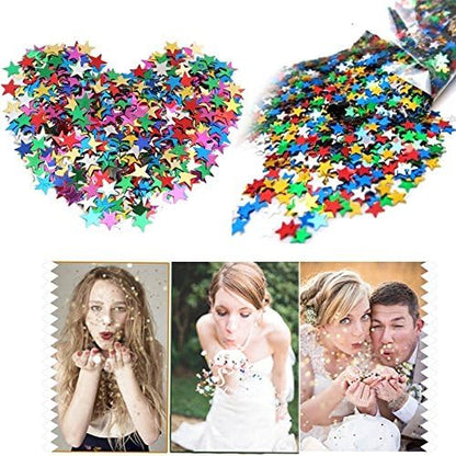 Ucity Colorful Star Confetti Glitter Table Confetti Metallic Foil Stars Sequin for Christmas Decoration, Wedding Party Supplies and Nail Art - 1.6 Ounce (Multi-Color)
