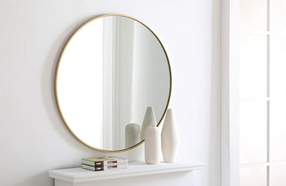 Elegant Decor Eternity 36" Round Metal Frame Mirror in Black