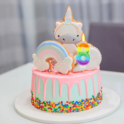 Rainbow Candles for Birthday Cakes, 8 Cake Topper, Rainbow Birthday Party Decorations, 8th Number Candle for Girls Boys (Number 8)