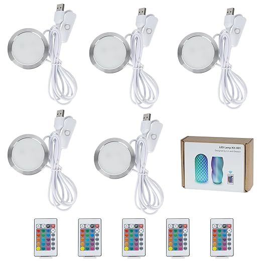5PCS Remote Control RGB LED Lamp Kit 001 for Bambu Lab Multicolor RGB Includes Button Battery Makerworld 3D Printed DIY Hardware Model Spare Parts 5V USB Powered