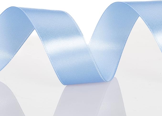 YASEO 1 Inch Sky Blue Solid Satin Ribbon, 50 Yards Craft Fabric Ribbon for Gift Wrapping Floral Bouquets Wedding Party Decoration