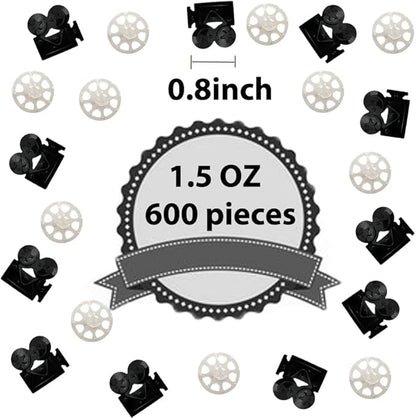 Werich camera Movie Night Party Confetti – 800 PCS Film Reel & Camera Foil Table Scatter Decorations Black and Silver Movie Theme Decor for Hollywood Awards, Cinema Birthday, Oscars Party Supplies