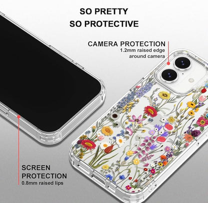 MOSNOVO for iPhone 17 Case | Military Grade 6.6ft Drop Tested | Camera Control | Clear with Wildflower Meadow Design