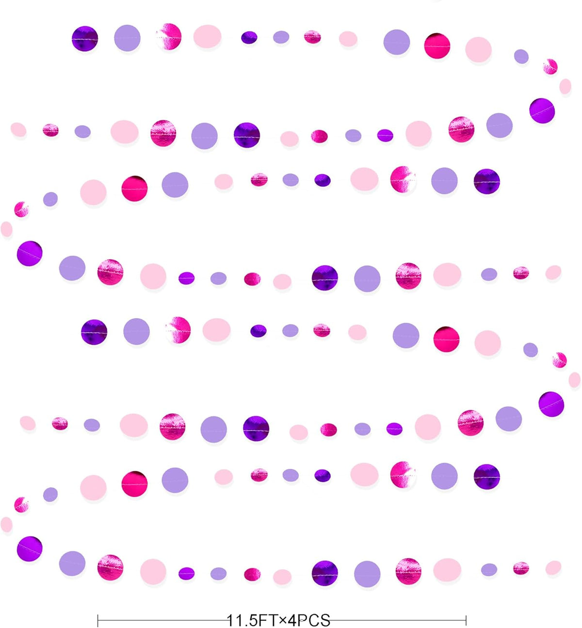 Pink and Purple Party Decorations Circle Dots Garland Hot Pink Lavender Hanging Polka Dot Streamer for Girls Birthday Baby Shower Bridal Shower Wedding Bachelorette Anniversary Party Supplies
