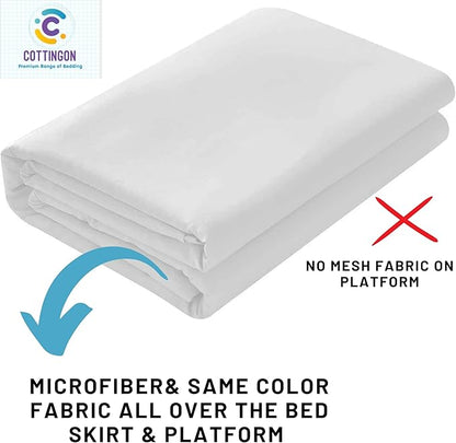 Ruffled Bed Skirt with Split Corners-Dust Ruffle - 21" Drop 100% Microfiber Soft,Sheen & Luxurious Look - Bed Skirts (White -Queen)