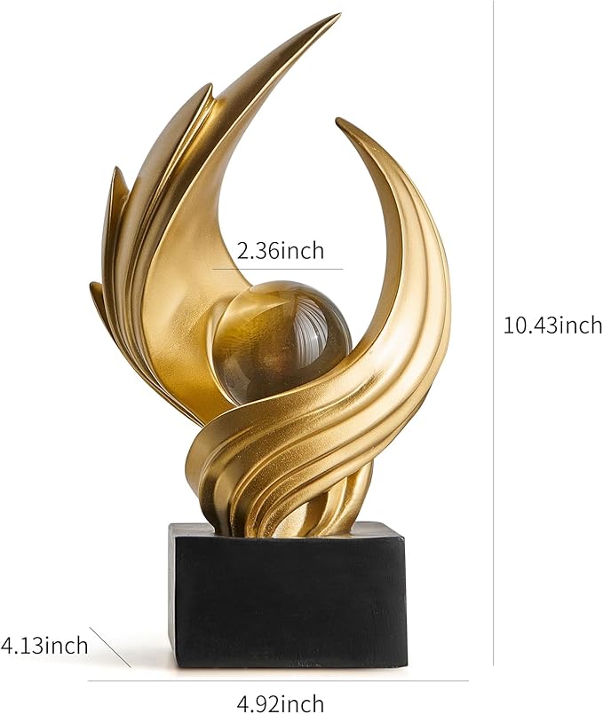 Abstract Art Sculpture, Resin Gold Decorative Statue, Modern White Ornaments for Living Room, Decorativas Modernas for Coffee Table, Entryway & Office Collectibles (Gold)