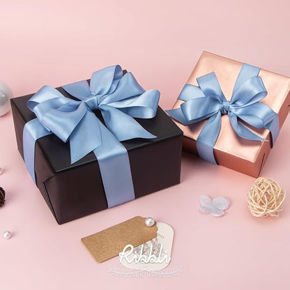 Ribbli Dusty Blue Satin Ribbon,Double Faced Satin 1-1/2 inch x Continuous 25 Yards,Use for Bows Bouquet,Gift Wrapping,Wedding Decoration,Floral Arrangement