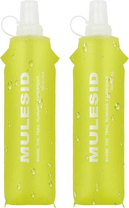 Soft Flask Running Bottles Collapsible Water Bottle Foldable for Traveling Running Vest Collapse Hydration TPU 500ml for Runner (500ml-Pack of 2)