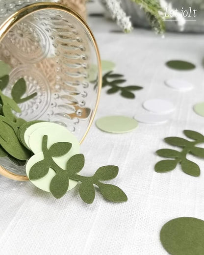210 Pcs Baby Shower Confetti Greenery Glitter Table Decorations Eucalyptus Golden Scatter Country Nature-Theme Party Birthday Party Wedding Party Supplies