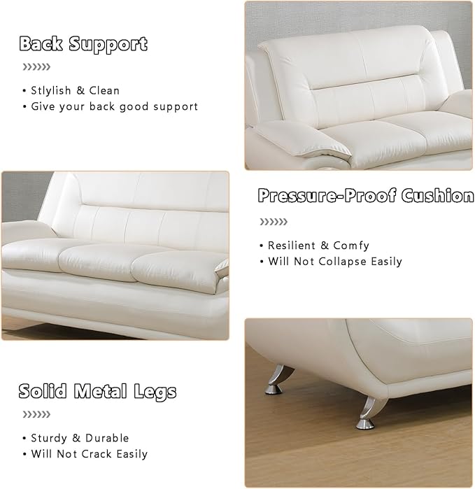 Leather Couches for Living Room, Living Room Couch Set, Creamy White Chair for Bedroom, Apartment, Living Room Furniture Sets (b-Creamy White, Chair)