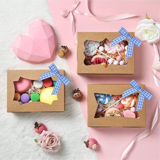Meseey 100 Pcs 1.5 Inches Premade Gingham Craft Bows Self Adhesive Blue and White Plaid Ribbon Bows for Treat Bags Gift Wrapping Basket Wedding Baby Shower Brithday Party(Blue and White Plaid)