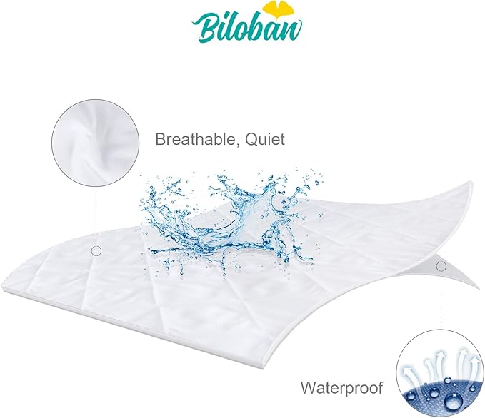 Zippered Crib Mattress Protector - Waterproof Crib Mattress Encasement, Breathable and Absorbent, 6 Sides Fully Encased Cover, 2 Pack, Microfiber