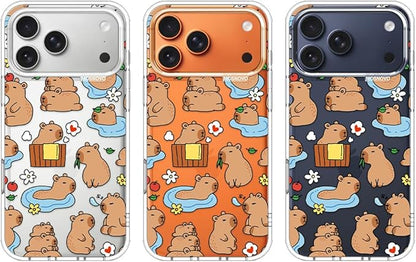 MOSNOVO for iPhone 17 Pro Max Case, Shockproof Military-Grade Protection 6.6ft Drop Tested, Camera Control, Clear Phone Case for iPhone 17 Pro Max, Capybara Land Design