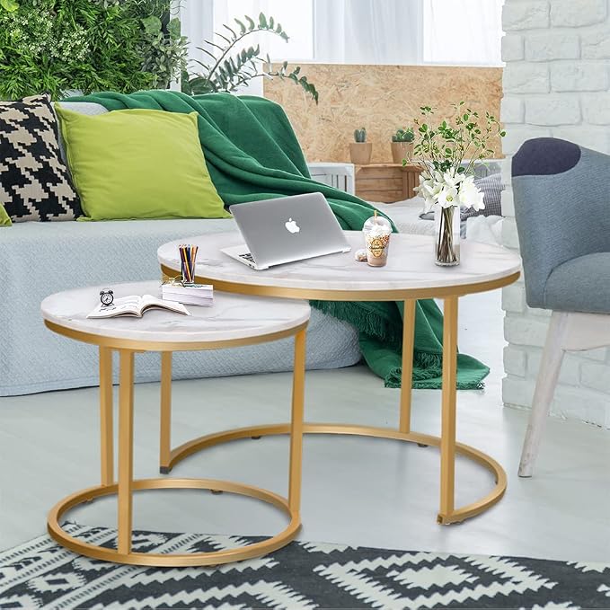 Garden 4 you Nesting Coffee Table Faux White Marble