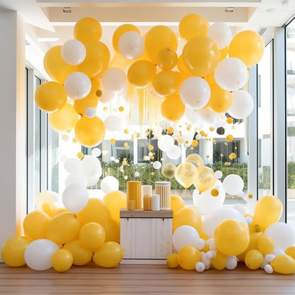 RUBFAC 120pcs Balloons for Birthday Baby Shower Graduation Anniversary Wedding Party Supplies Garland Arch Decoration,12 Inches,Yellow