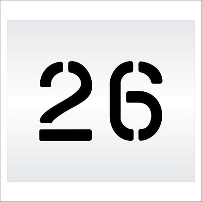 Pavement, Curb, and WheelStop Stencils - 6 inch Double Number Stencil - (26) - 6" x 9" x 1/16" (63 mil) - Light-Duty