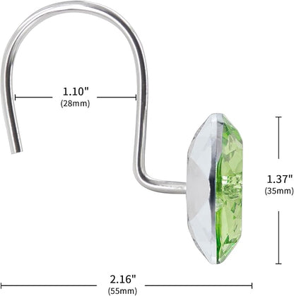 MitoVilla Sage Green Shower Curtain Hooks Rings, Metal Shower Hooks for Shower Curtain Liner, Sage Green Rust Proof Shower Rings for Curtain Accessories and Bathroom Shower Rod, 12 Pack Bathroom Set