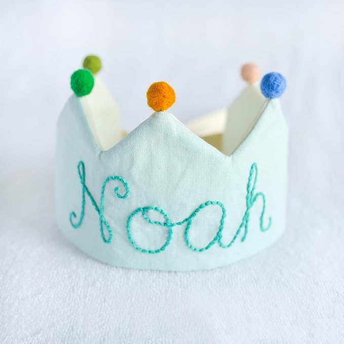 Personalized Hand Embroidered Crown for Baby and Kid Birthdays, Custom Baby Birthday Hat, Fit All Ages