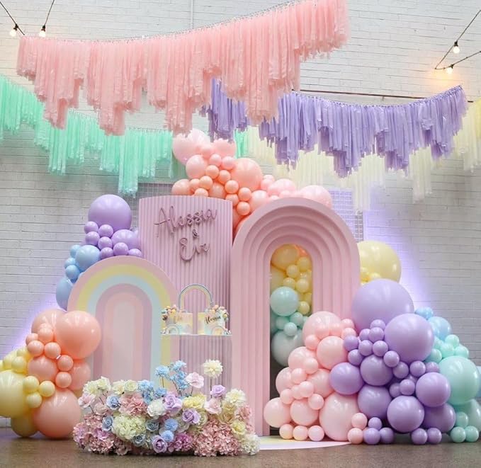 Pastel Balloon Garland Arch Kit, 120pcs Macaron Color Rainbow Party Balloons for Baby Shower Birthday Party Decorations