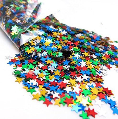 Ucity Colorful Star Confetti Glitter Table Confetti Metallic Foil Stars Sequin for Christmas Decoration, Wedding Party Supplies and Nail Art - 1.6 Ounce (Multi-Color)