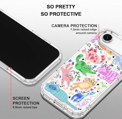 MOSNOVO for iPhone Air Case, Shockproof Military-Grade Protection 6.6ft Drop Tested, Camera Control, Clear Phone Case for iPhone 17 Air, Doodle Cats Design