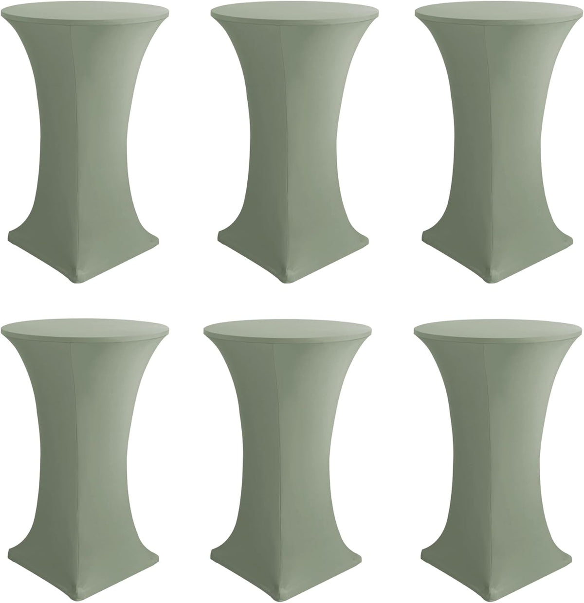 Cocktail Table Covers-Spandex Round High Top Table Cloths 6 Pack 32x43 Inch-Sage Stretch Fitted Bar Tall Tablecloth for Pub Bistro Highboy Party Event Banquet Height Folding Satnding Tables