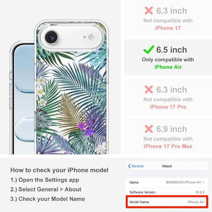 MOSNOVO for iPhone Air Case | Military Grade 6.6ft Drop Tested | Camera Control | Clear with Tropical Rainforests Design